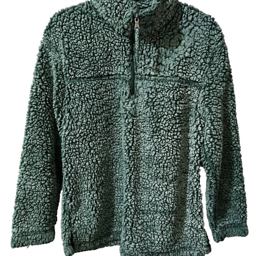 Boxercraft Unisex Adult Sherpa Fleece Quarter Zip Pullover Medium Green Cozy EUC